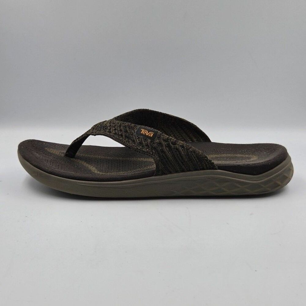 Teva Mens 12 Brown Olive Knit Thong Flip Flop Sandals Comfort Lightweight Casual
